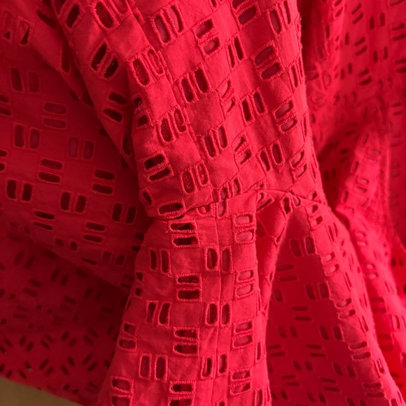 Anthropologie Red Eyelet Lace Button Up Romper Dress NWT 2 Crochet Shorts Y2K - Picture 11 of 12